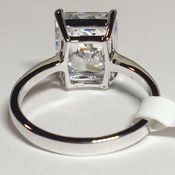 Princess Cut Cubic Zirconia Cocktail Ring Size 10 Silver Rhodium Plated - Picture 8 of 12